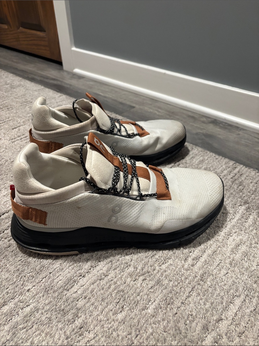 On Running Men's White Sneakers with Brown Accents